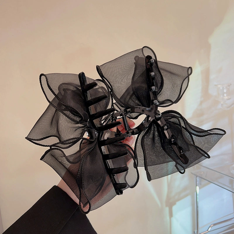 Women's Simple Style Classic Style Bow Knot Gauze Inlay Zircon Hair Claws