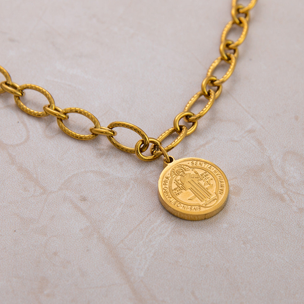 Jewelry Vintage Style Cross 304 Stainless Steel Plating Double Layer Necklaces