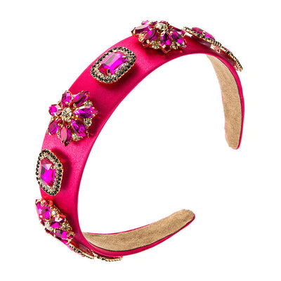 baroque style rhinestone glass diamond wide-brim headband