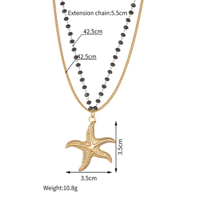 Jewelry Elegant Lady Cross Leaf Starfish 304 Stainless Steel Plating Necklace