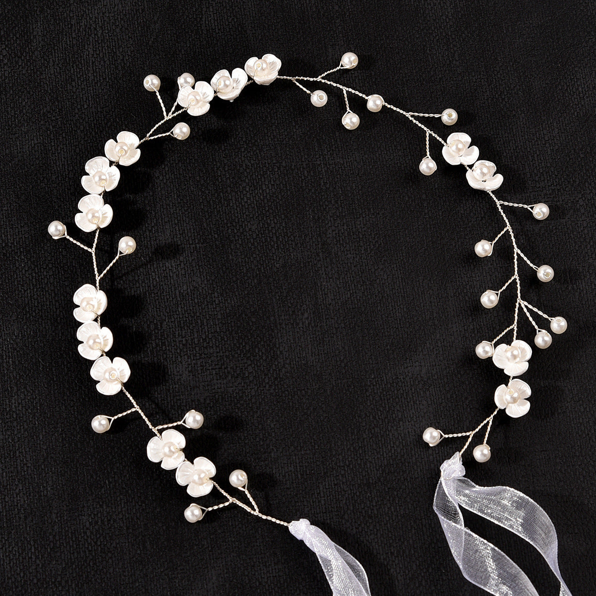 bridal headdress pearl three-petal flower handmade headband