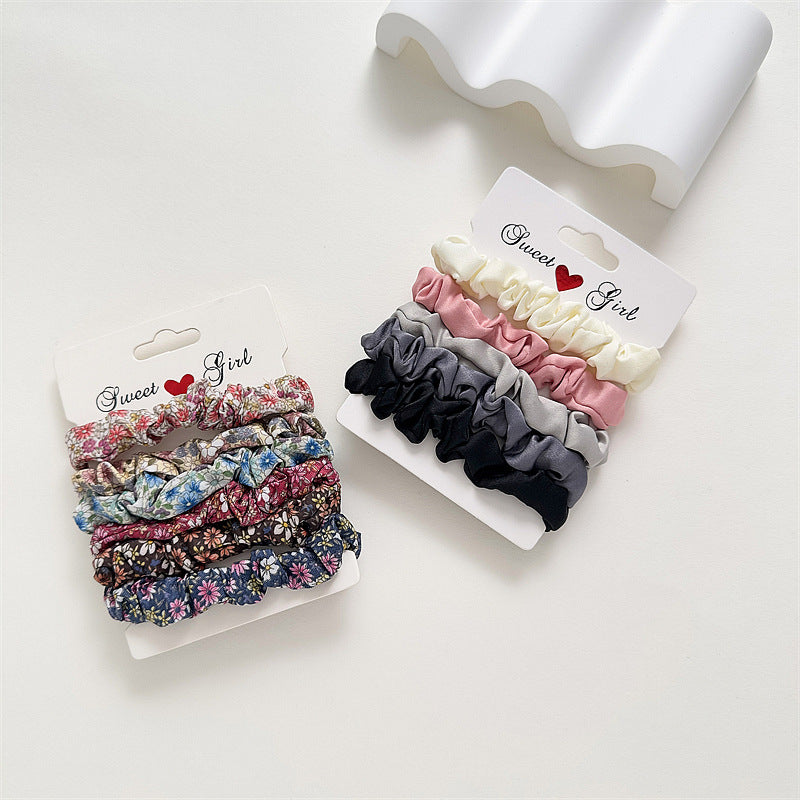 women's simple style ditsy floral solid color satin hair tie