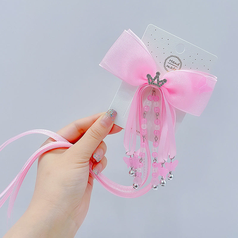 girl's fairy style princess bow knot cloth hair clip