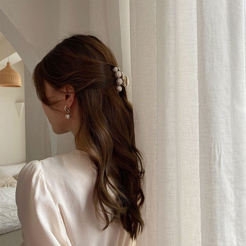 simple style geometric artificial pearl handmade hair claws 1 piece