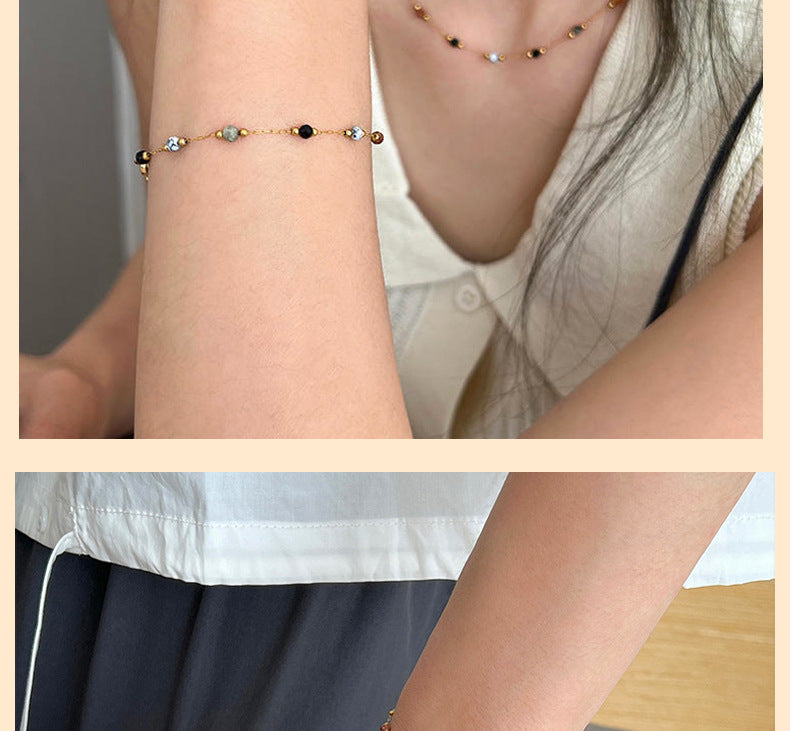 Jewelry Simple Style Geometric Titanium Steel Plating Bracelets Necklace