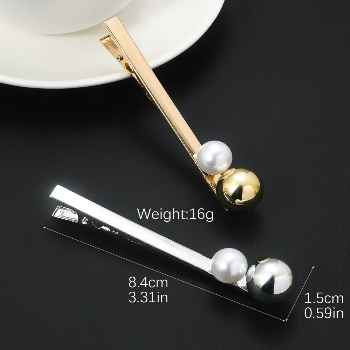 women's simple style geometric metal plating inlay artificial pearls hair clip