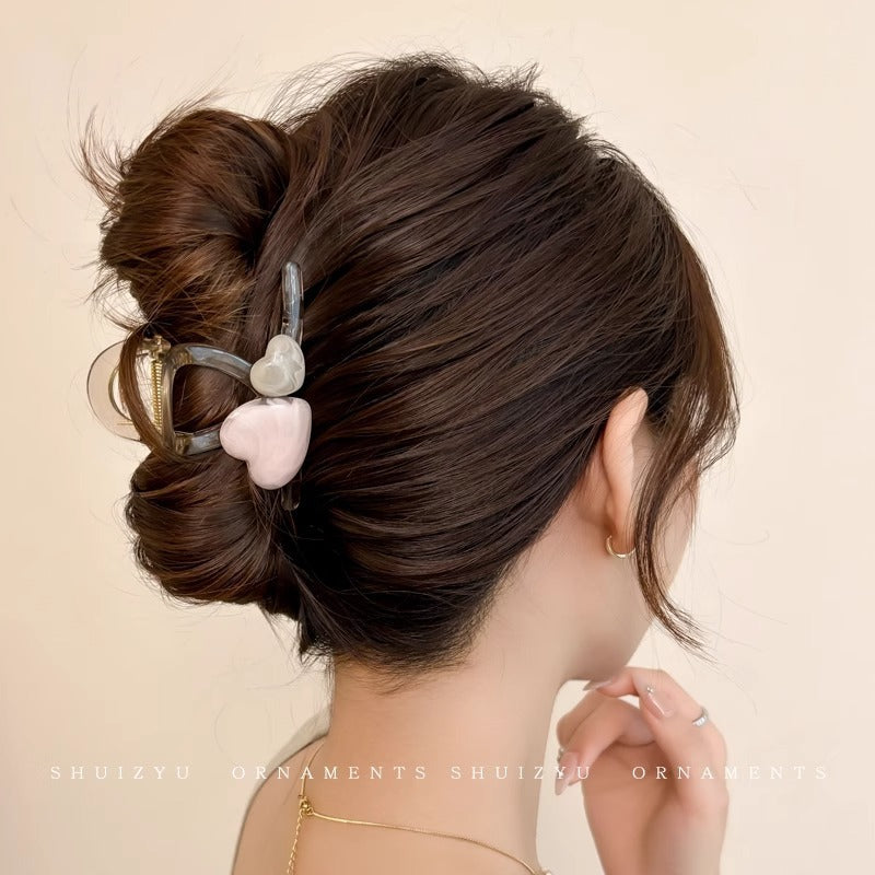 Cute love grab clip girl 2025 new popular high-end disc hair shark clip hairpin hair card headdress