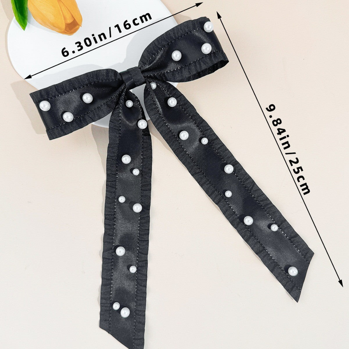 Women's Basic Bow Knot Ribbon Inlaid Pearls Hair Clip