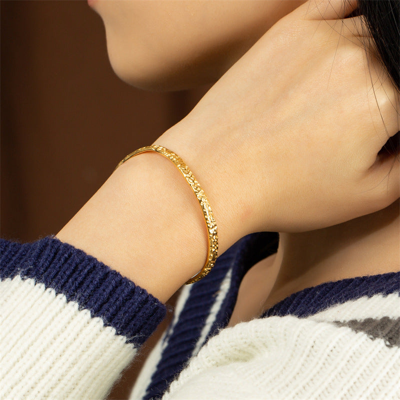 Simple Style Solid Color 304 Stainless Steel Bangle In Bulk