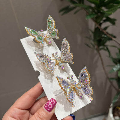 simple style shiny butterfly alloy inlay rhinestones hair clip
