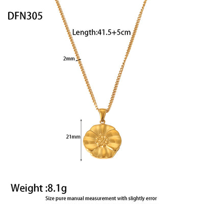 Jewelry IG Style Simple Style Flower 304 Stainless Steel Plating Pendant Necklace