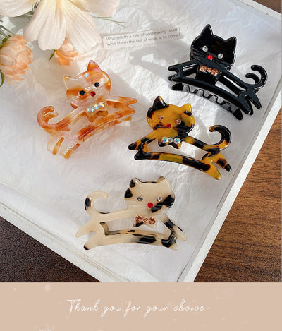 New Cute Cat Acetate Hollow out Grip Sweet Gentle and  Elegant Hair Clip Personalized Hair Accessories Headdress for Women