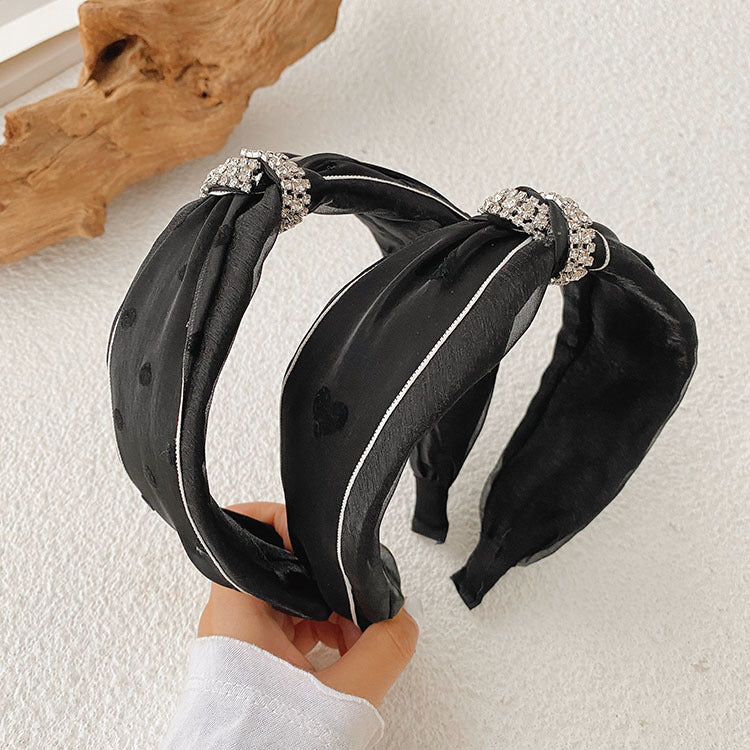 fashion heart shape cloth handmade inlay rhinestone hair band