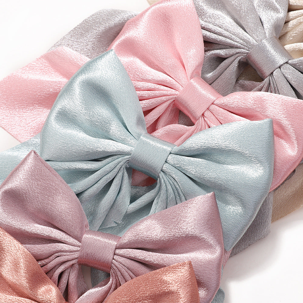 Girl'S Sweet IG Style Bow Knot Yao Ming Polyester Ribbed Band Hair Clip
