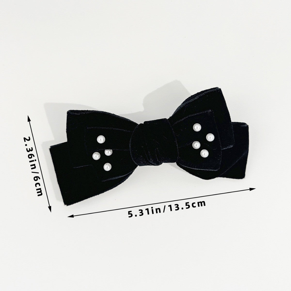 Women's Basic Bow Knot Flocking Inlaid Pearls Hair Clip