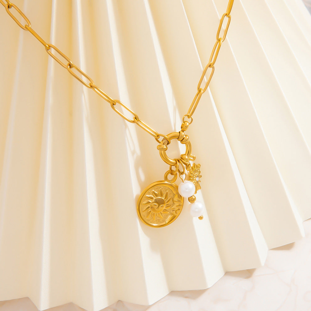 Jewelry Vintage Style Classic Style Sun 304 Stainless Steel Plating Pendant Necklace