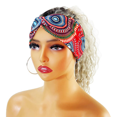 fashion color block flower cloth hair band 1 piece