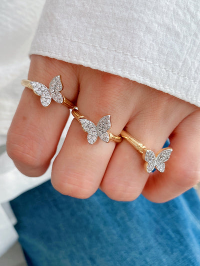 Jewelry Vintage Style Classic Style Butterfly Copper Zircon Plating Rings Earrings Necklace