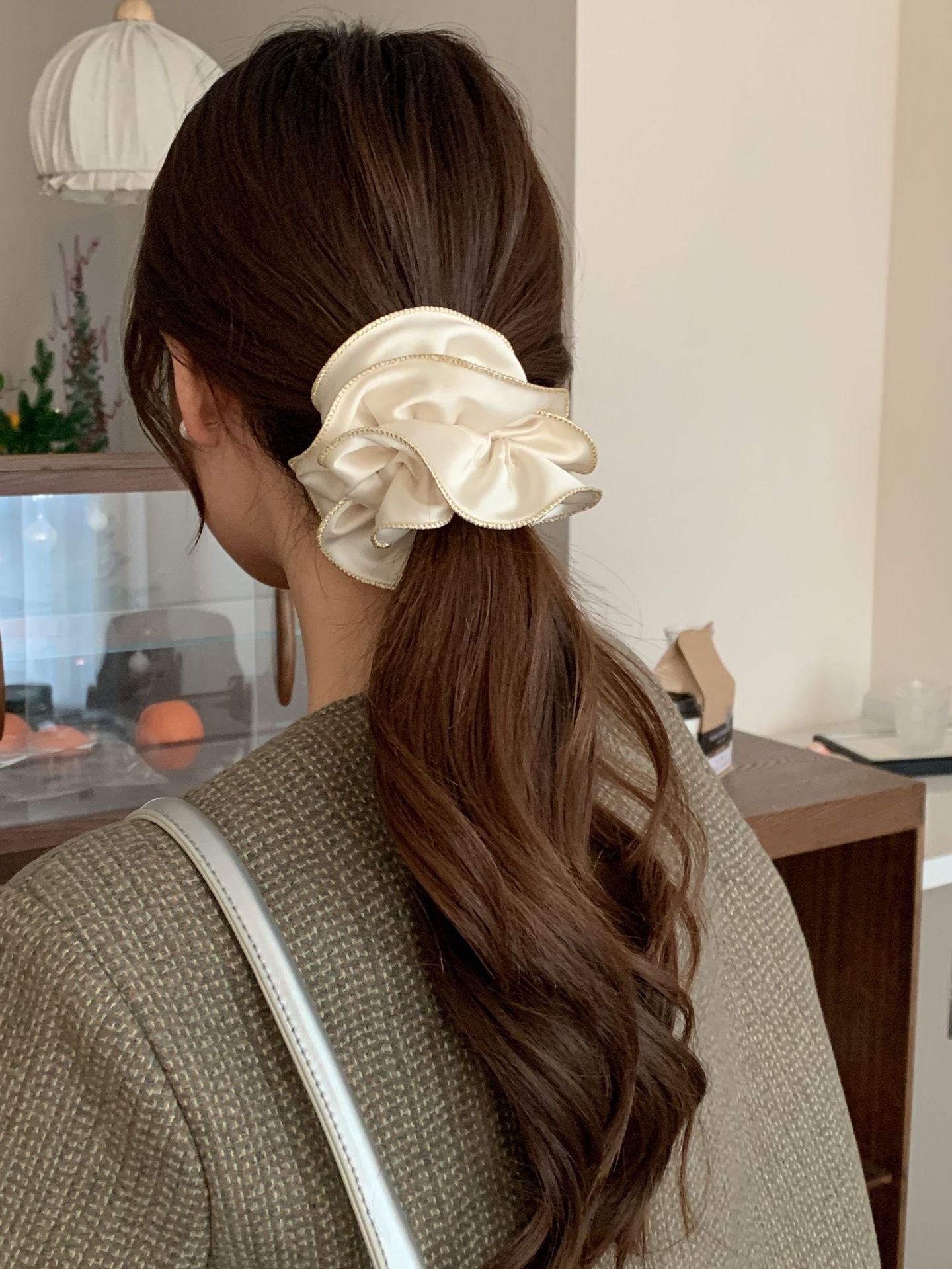 New Classic Style Large Intestine Hair Band Women's High-Grade Satin Temperament Bun Tie-up Hair Headband Hair Rope Women's Headdress