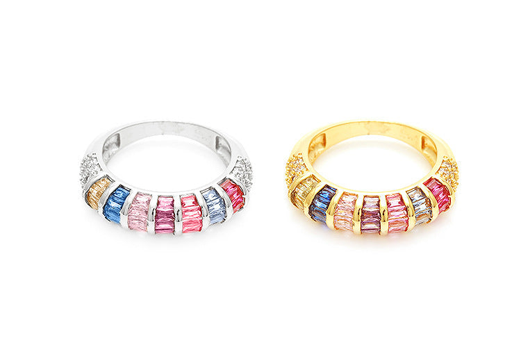 Copper Plating Geometric Zircon Copper Rings