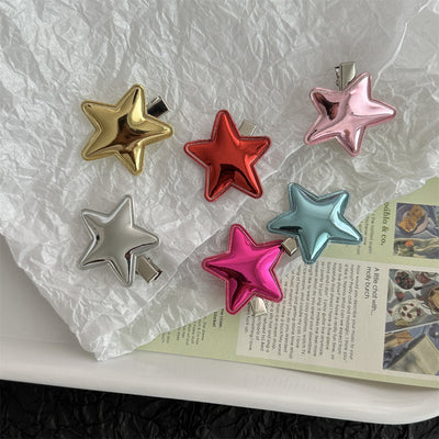 women's simple style pentagram pu leather hair clip