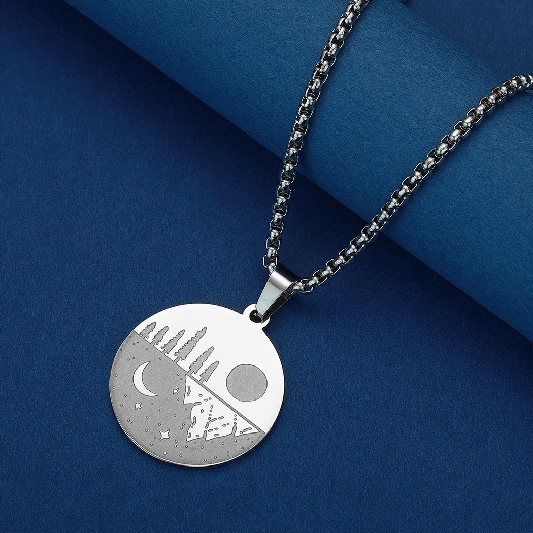 Jewelry Streetwear Moon Forest 304 Stainless Steel Pendant Necklace