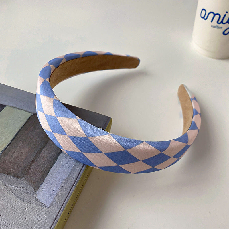 fashion plaid cloth handmade artificial pearls rhinestones hair band 1 piece