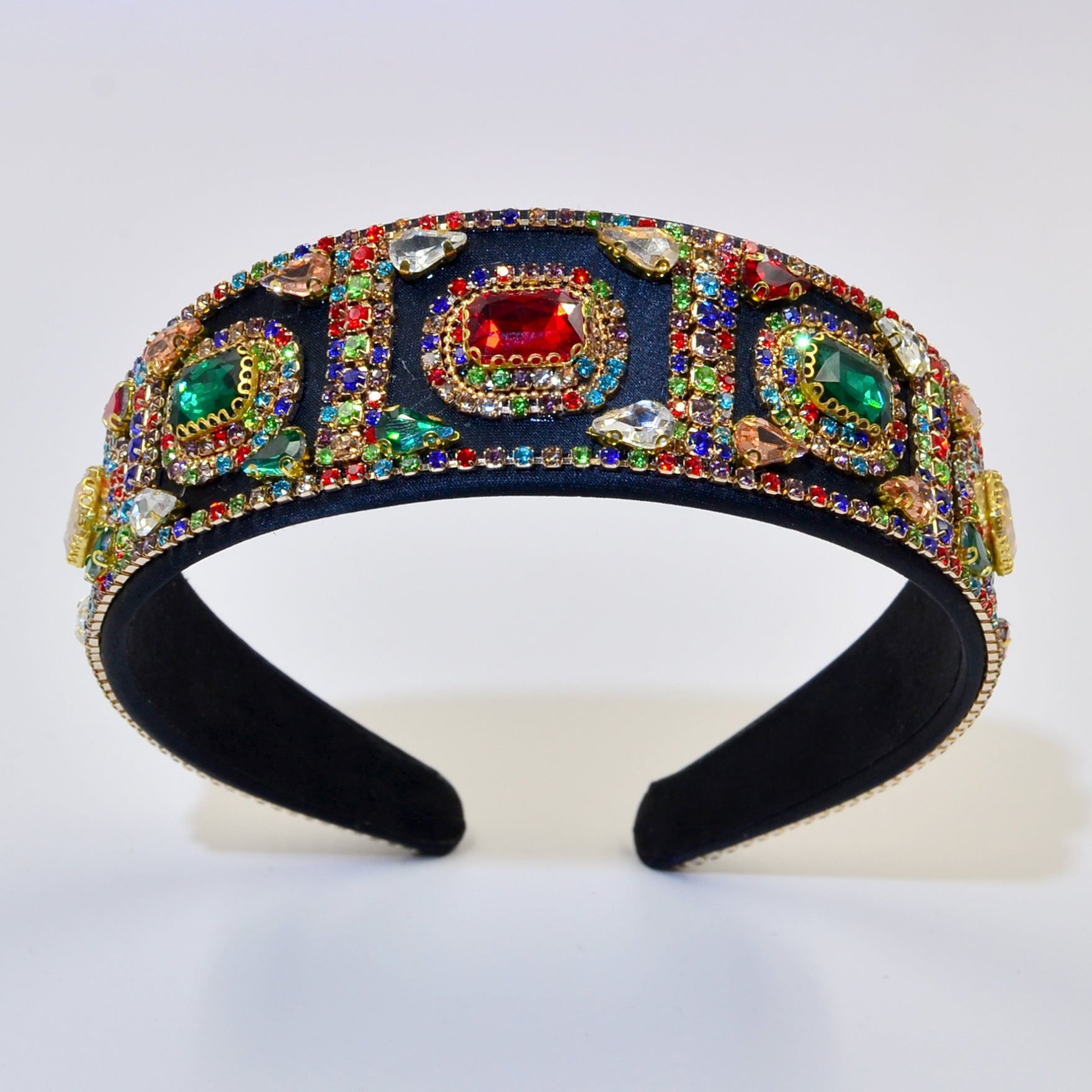 Women's Elegant Color Block Rhinestone Flannel Handmade Hair Band