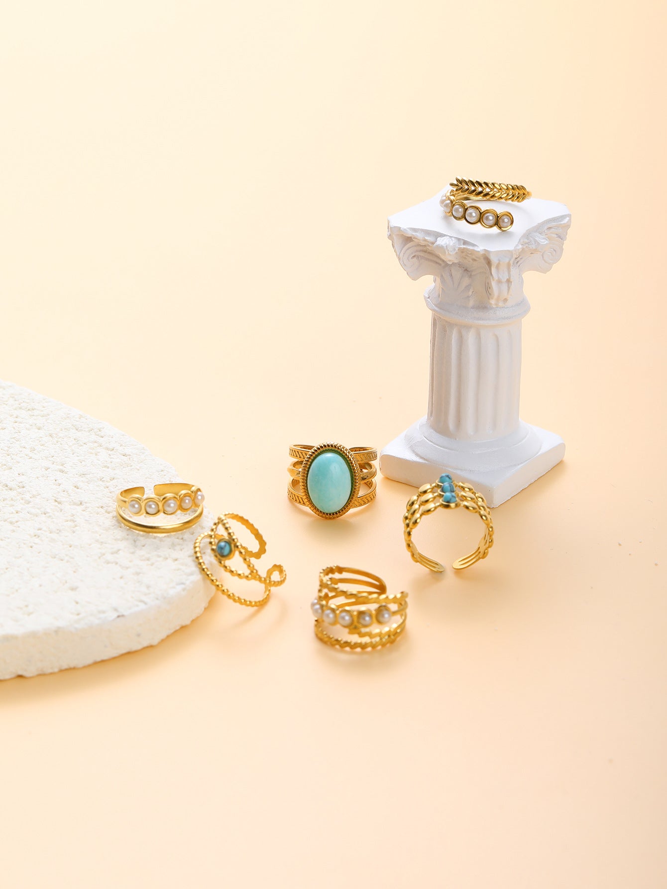 Jewelry Elegant Retro U Shape Oval 304 Stainless Steel Open Rings