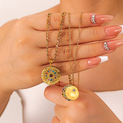 Jewelry Retro Simple Style Constellation Titanium Steel Plating Pendant Necklace