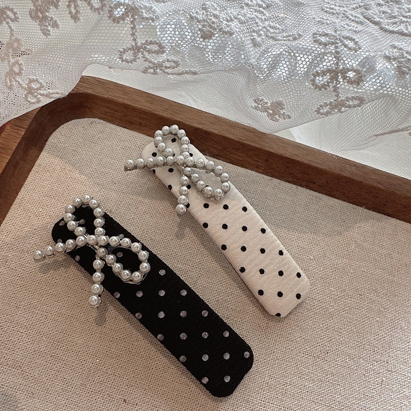 Women's Retro Polka Dots Bow Knot Cloth Hair Clip