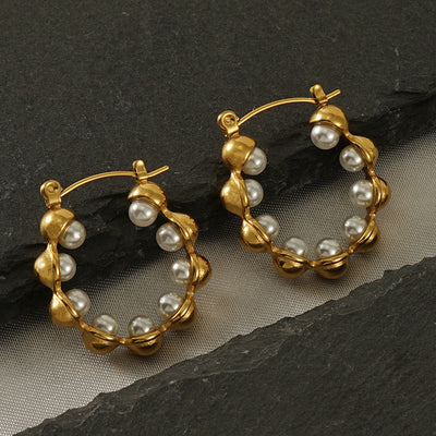 1 Pair Simple Style Geometric Solid Color 304 Stainless Steel Hoop Earrings