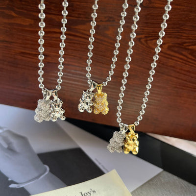 Jewelry Simple Style Classic Style Bear Titanium Steel Plating Pendant Necklace