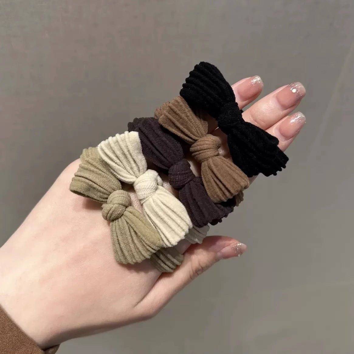 simple style solid color bow knot cloth bowknot hair tie