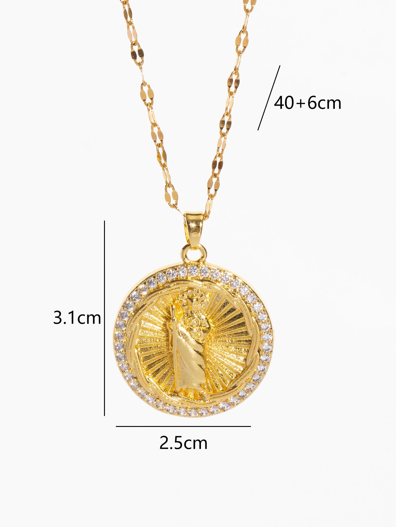 Copper Plating Geometric Virgin Mary Pendant Necklace