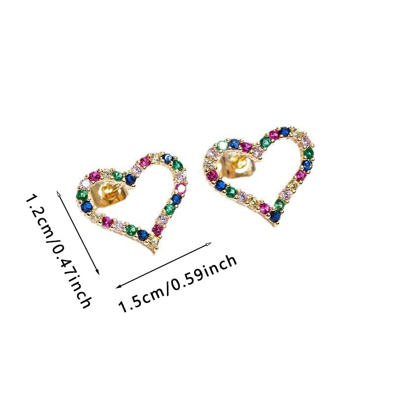 1 Pair Elegant Simple Style Heart Shape Copper Zircon Ear Studs