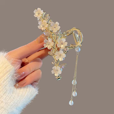 women's lady flower alloy inlay rhinestones hair claws