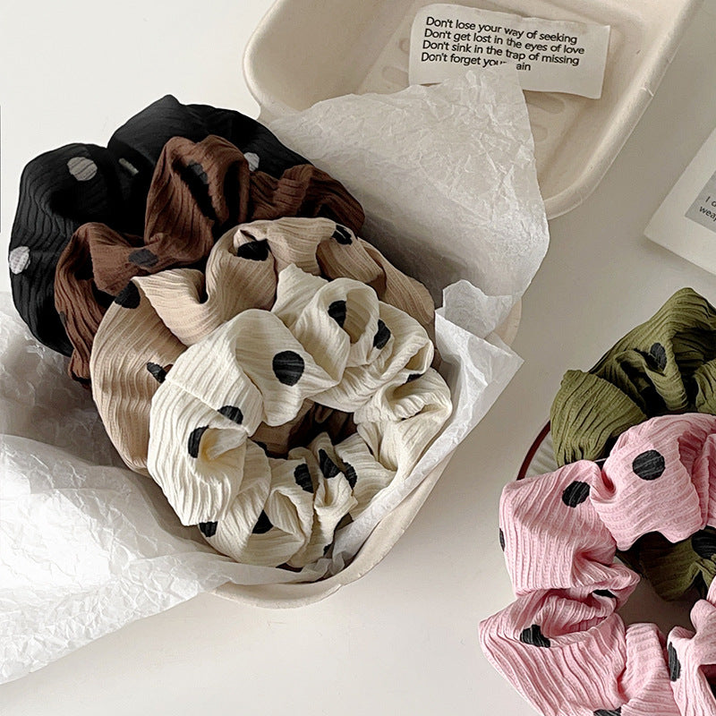 Women's Casual Simple Style Round Dots Cloth Pleated Hair Tie