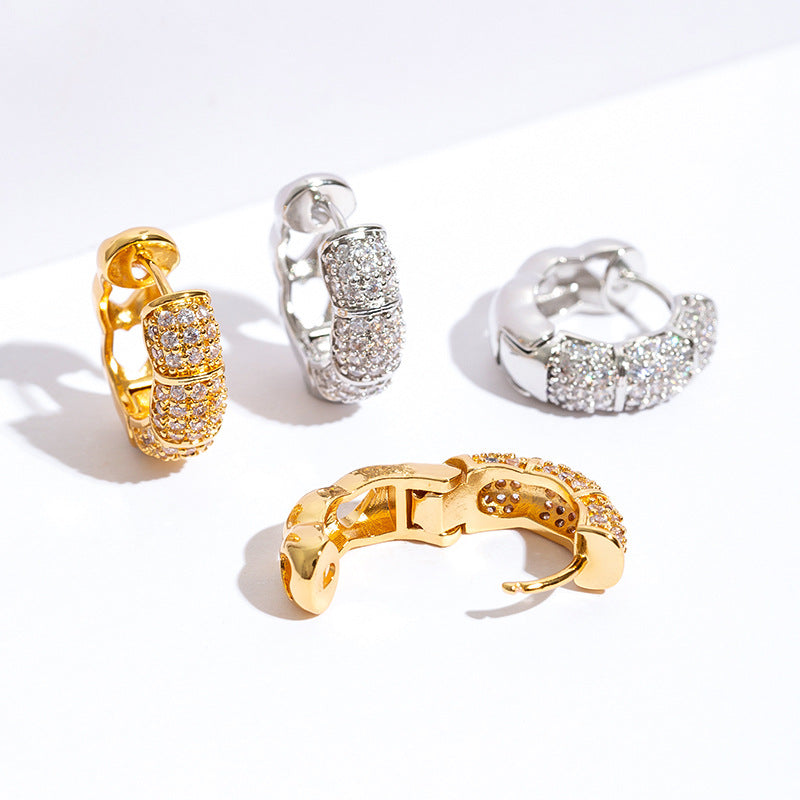 1 Pair Elegant Geometric Plating Copper Zircon Earrings