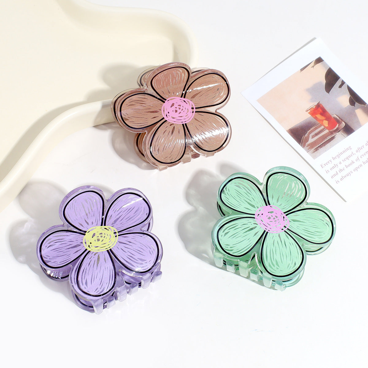 cartoon style cute flower arylic hair claws