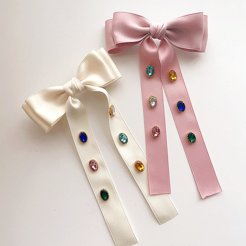 sweet bow knot cloth diamond hair clip