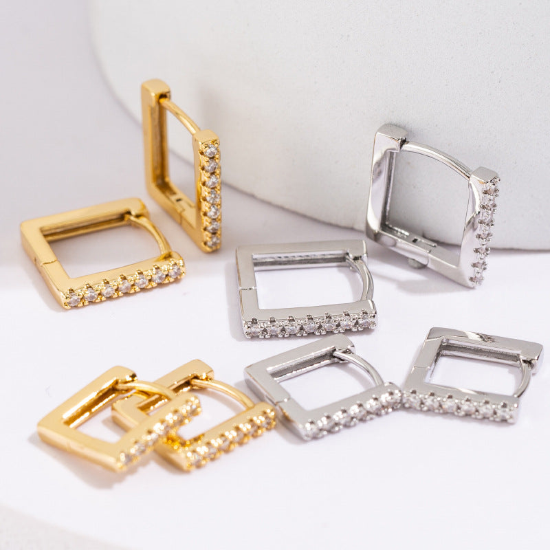 1 Pair Simple Style Geometric Copper Zircon Earrings