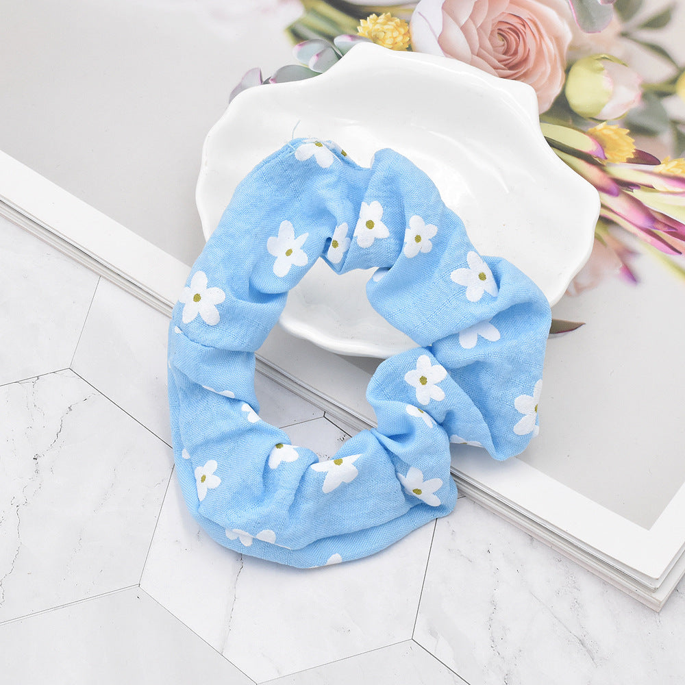 korean style flower print fabric hair scrunchies