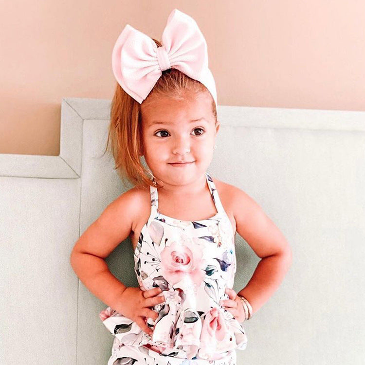 fashion children's solid color double-layer bowknot hairband