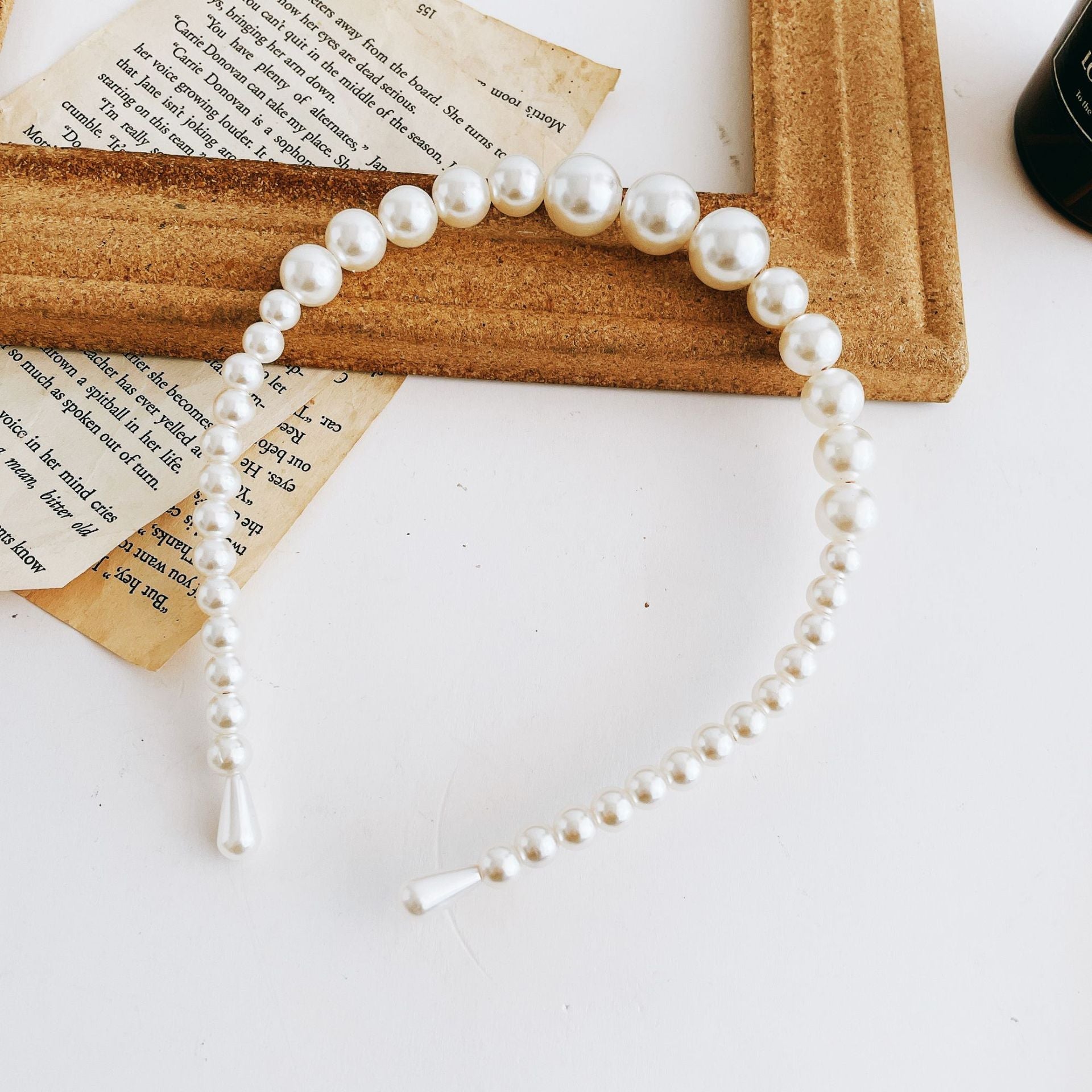 women's vintage style geometric artificial pearl hair band