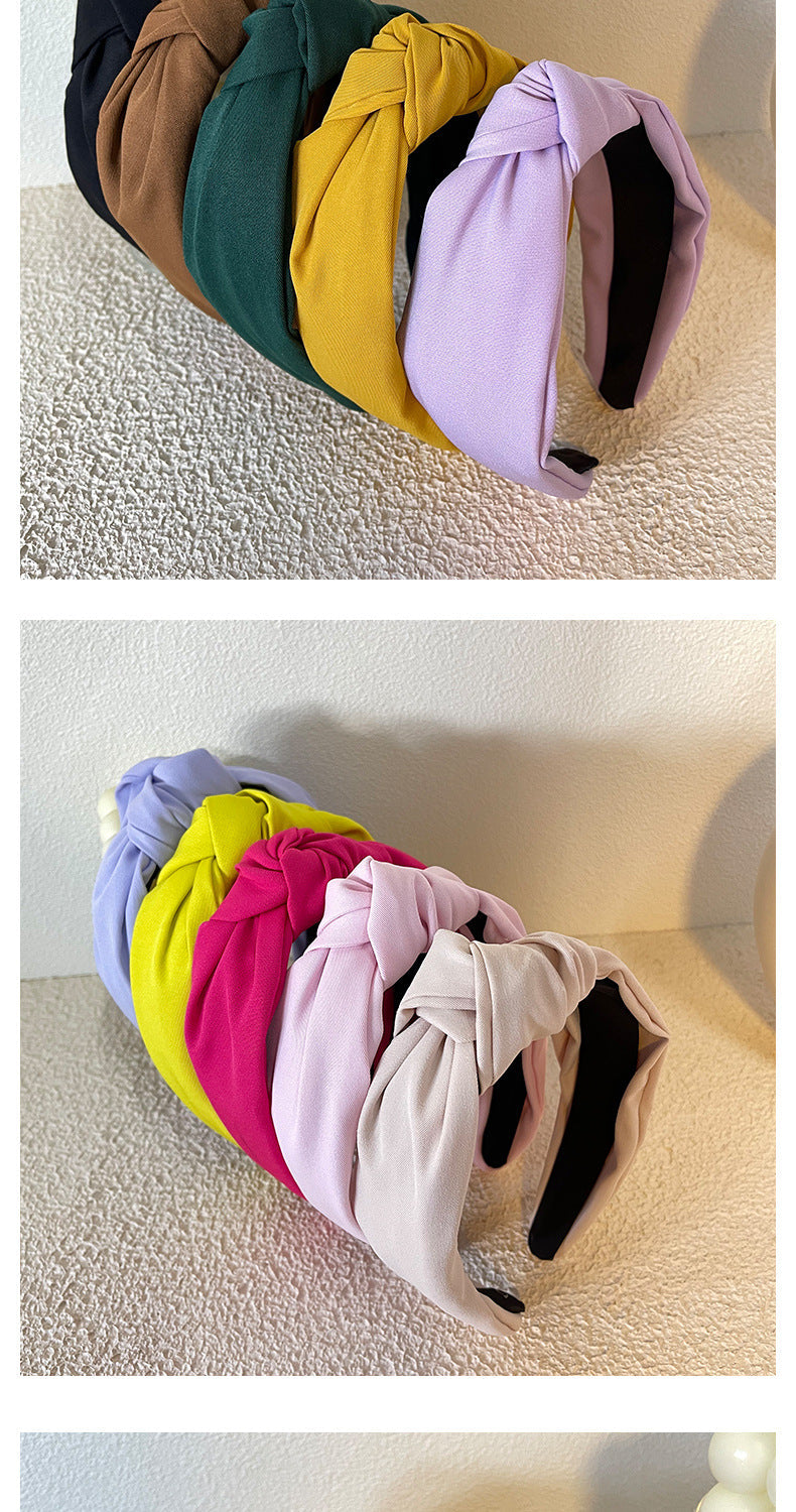 Europe and America  New Hair-Hoop Headband Versatile  Textured Fabric Headdress Hairpin Wide Brim Knotted Hair Hoop