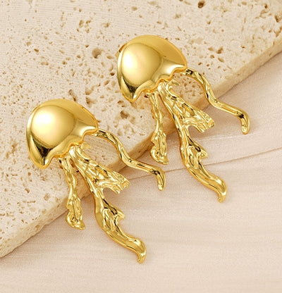 1 Pair Marine Style Animal Jellyfish Polishing Titanium Steel Ear Studs