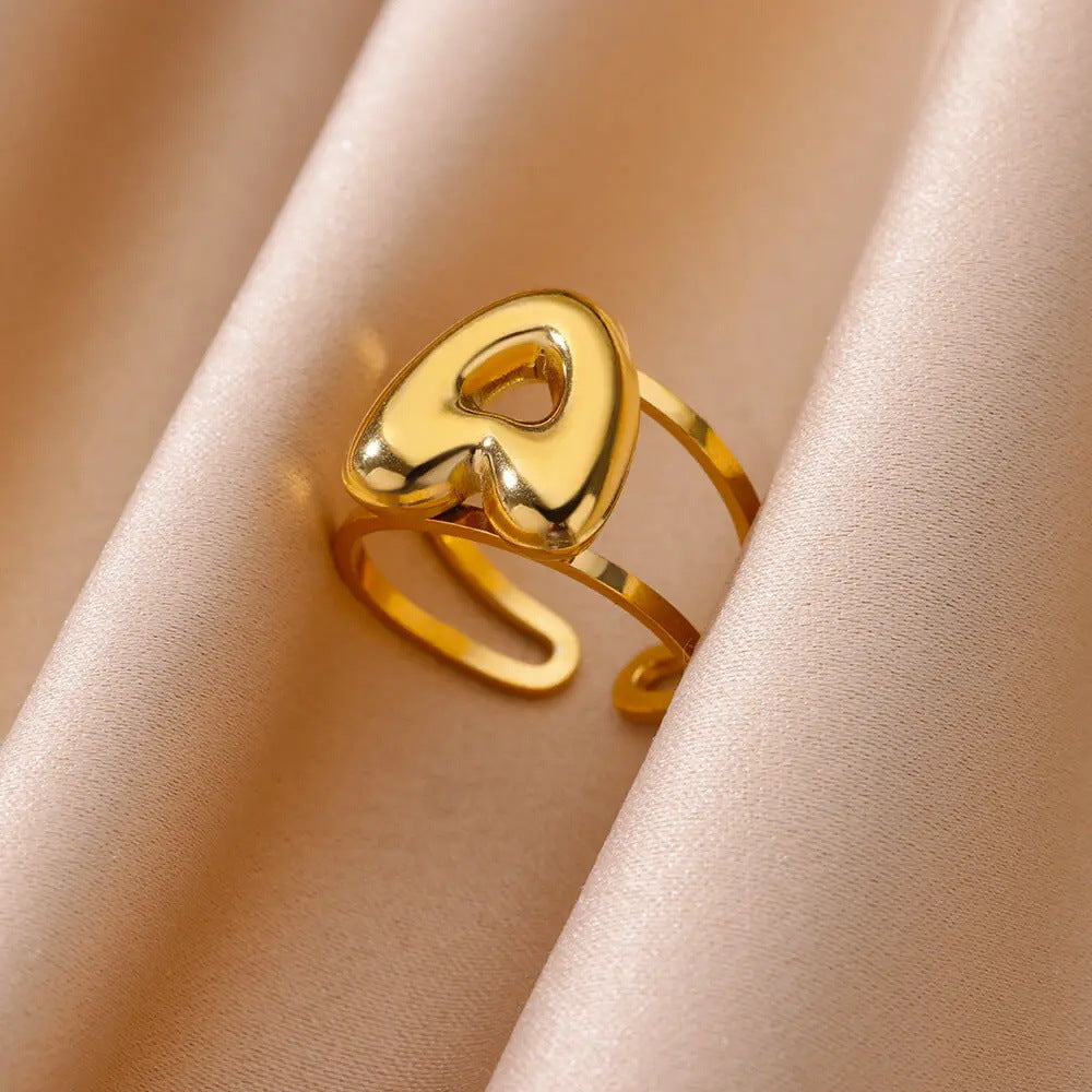 Jewelry Simple Style Letter 304 Stainless Steel Plating Open Rings