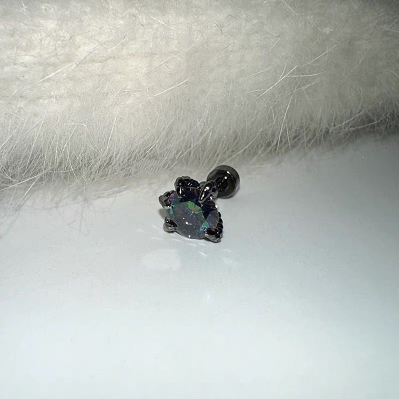 1 Piece Simple Style Geometric Titanium Steel Zircon Ear Studs