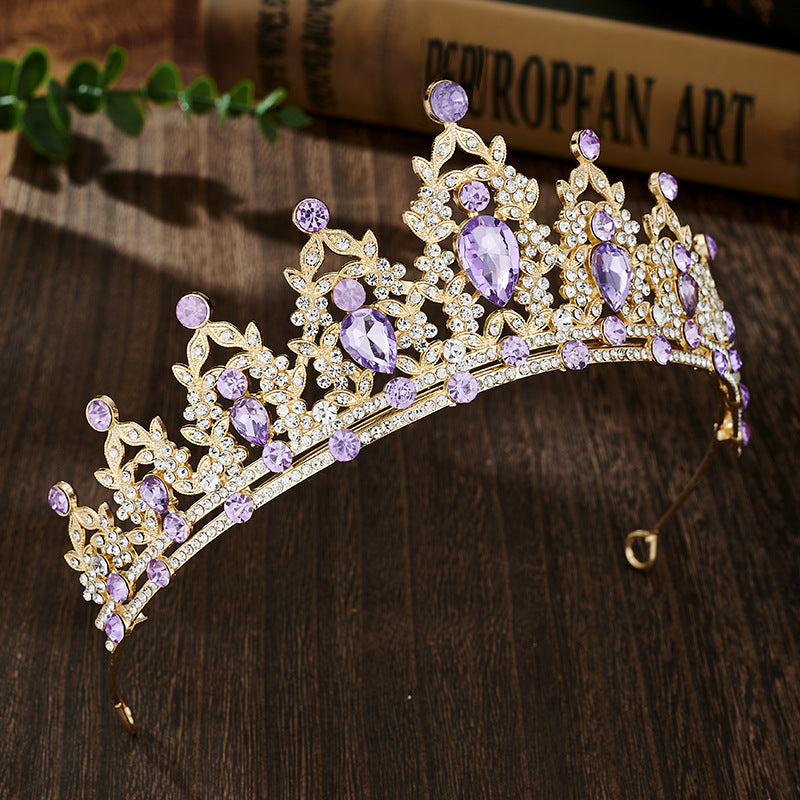 glam luxurious lady crown alloy plating inlay zircon crown